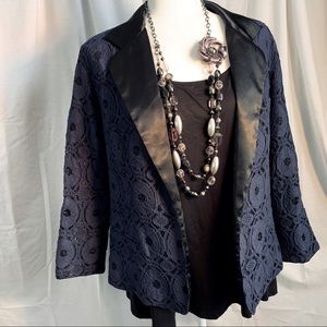 CHICO’S Lace and Satin Tuxedo Jacket